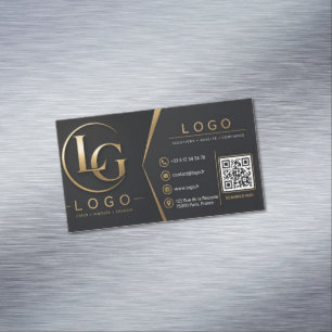 Luxury Black & Gold QR Code Business Card Elegan
