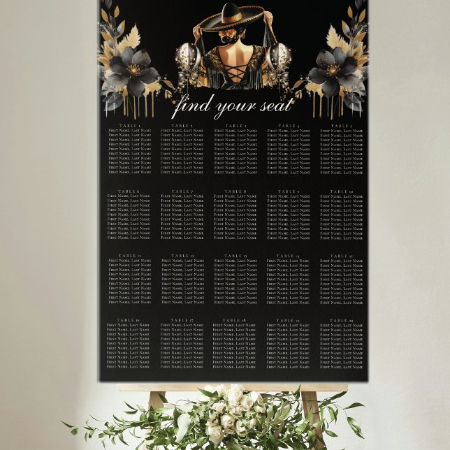 Luxury Black Gold Quinceañera Seating Chart (Creator Uploaded)