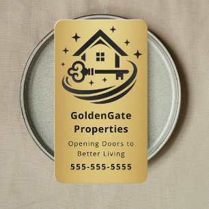 Luxury Black & Gold Real Estate Agent Realtor Business Card