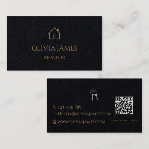 Luxury Black & Gold Realtor Business Card