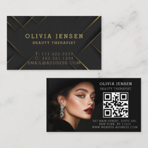 Luxury Black Gold Sparkling Glitter Stars Beauty Business Card