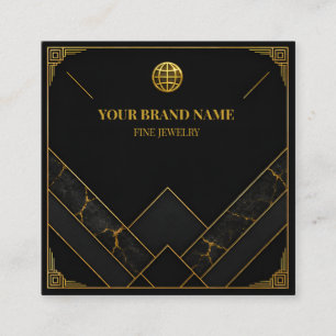 Luxury Black Gold Square Necklace Card