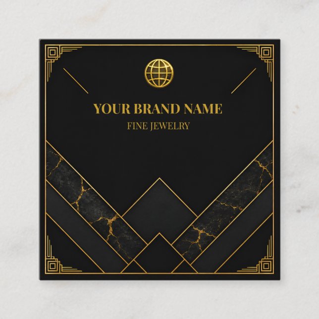 Luxury Black Gold Square Necklace Card (Front)