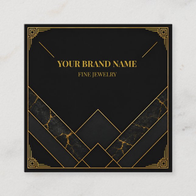 Luxury Black Gold Square Ring Display Card (Front)