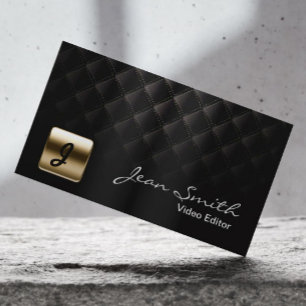 Luxury Black & Gold Video Editor Business Card