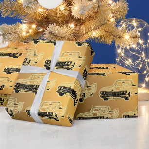 Luxury Black Gold Vintage Car Wrapping Paper