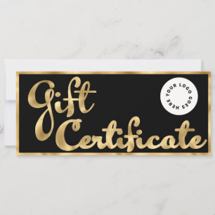 Luxury Black & Gold w Logo Gift Certificate Card