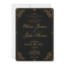Luxury Black & Gold  Wedding Invitation
