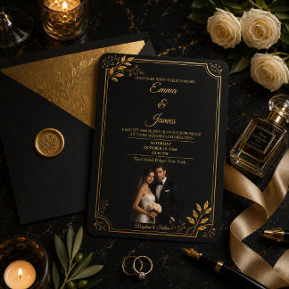 Luxury Black Gold Wedding Invitation