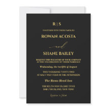 Luxury Black & Gold Wedding Invitation