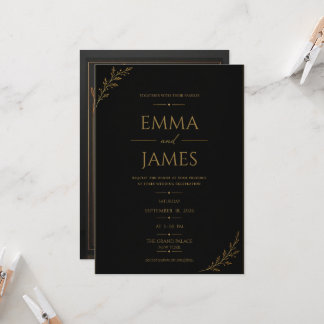 Luxury Black & Gold Wedding Invitation. Invitation