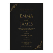 Luxury Black & Gold Wedding Invitation.