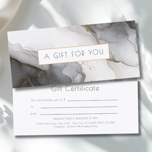 Luxury Black Grey Gold Marble Gift Certificate (Luxury Black Gray Gold Marble Gift Certificate)