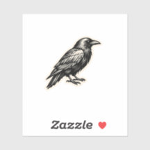 Luxury Black Ink Raven Sticker Modern Gothic Desig