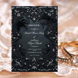 Luxury Black Lace Victorian Bridal Shower Invitation