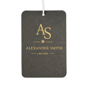 Luxury Black Leather Gold Monogram Business Brand Car Air Freshener