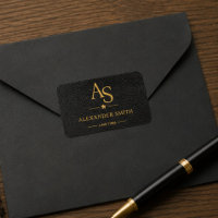 Luxury Black Leather Gold Monogram Business Brand