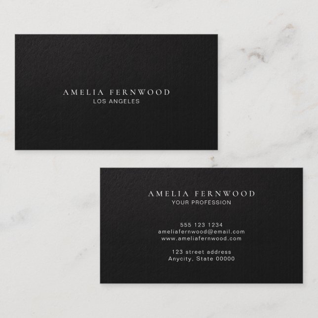 Luxury Black Leather Professional Minimal Custom Business Card (Front/Back)
