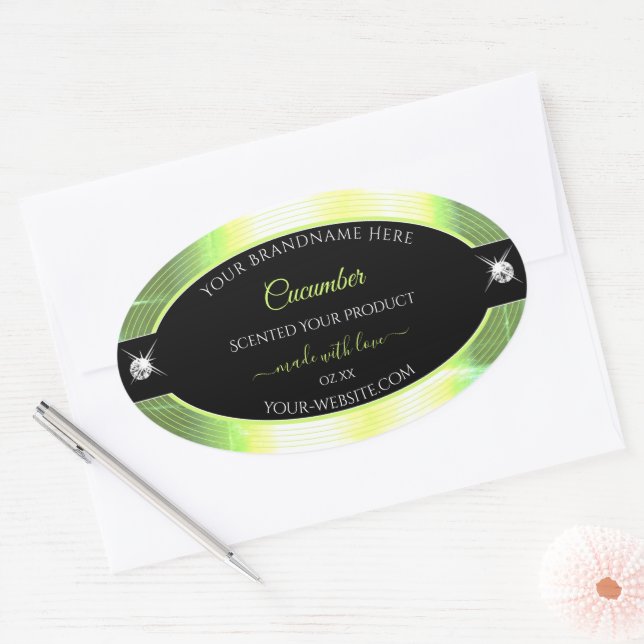Luxury Black Light Green Brilliants Product Label (Envelope)