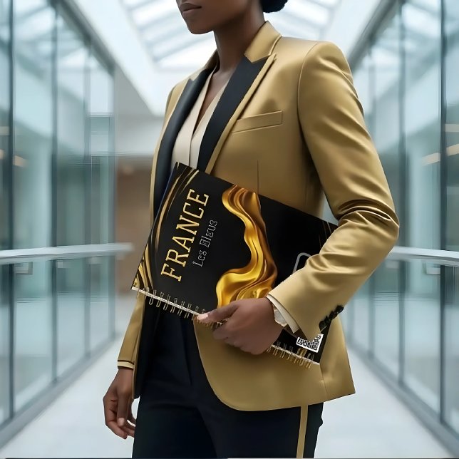 Luxury Black & Liquid Gold | France Les Bleus Edit Planner (Premium corporate style with the 2026 custom gold swirl France notebook. Elevate your workday. 💼⚜️)