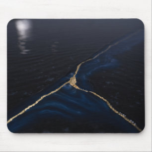 Luxury Black Marble and Gold Kintsugi Mouse Pad