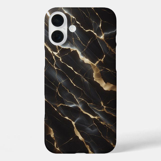 Luxury Black Marble Case - Elegant Gold Veins  (Back)