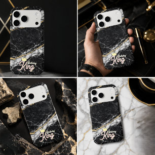 Luxury Black Marble Gold Monogram Phone Case