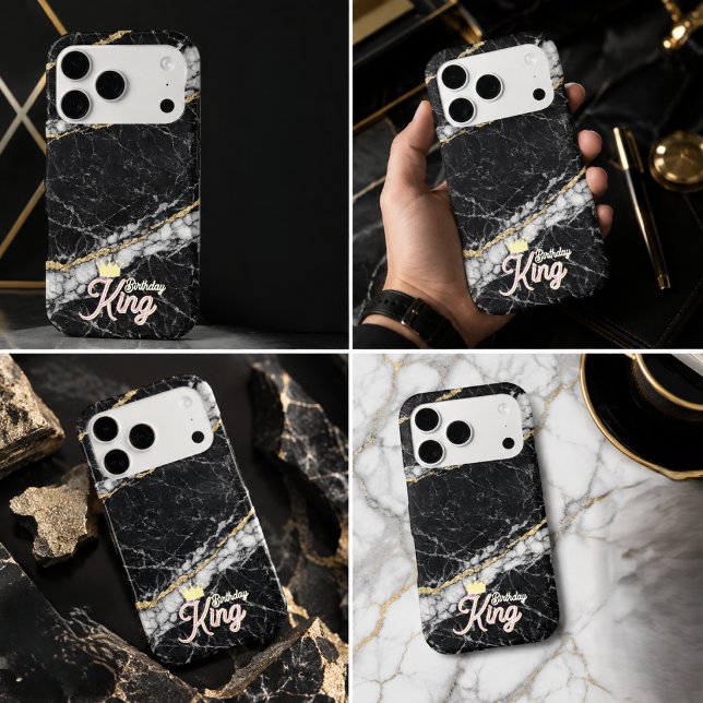 Luxury Black Marble Gold Monogram Phone Case  (Creator Uploaded)