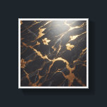 Luxury Black Marble with Golden Leaves - Kintsugi  Canvas Print<br><div class="desc">A sophisticated abstract composition featuring deep black marble textures adorned with shimmering gold leaf fractures and floating golden maple leaves. Inspired by the Japanese Kintsugi aesthetic,  this piece blends natural elegance with metallic gold highlights,  perfect for modern luxury home decor,  executive offices,  or as a high-end seasonal statement.</div>