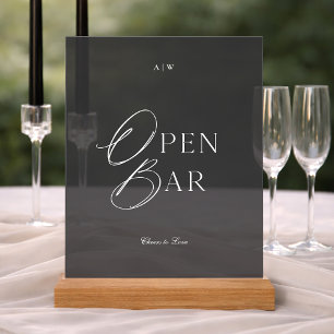 Luxury Black Open Bar Sign   Black Tie Wedding