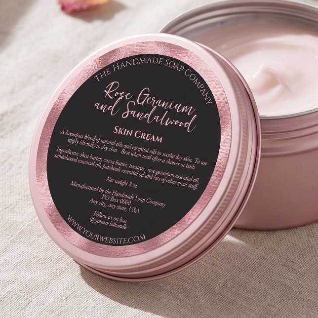 Luxury Black & Pink Cosmetics Jar Label (Creator Uploaded)