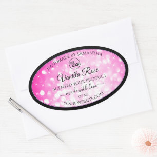 Luxury Black Pink Glitter Product Labels Add Logo