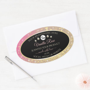 Luxury Black Pink Gold Glitter Product Labels Logo
