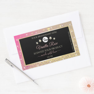 Luxury Black Pink Gold Glitter Product Labels Logo