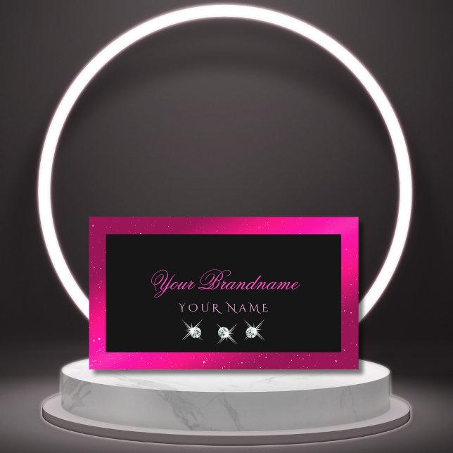 Luxury Black Pink Sparkle Diamonds Professional Business Card (Creator Uploaded)