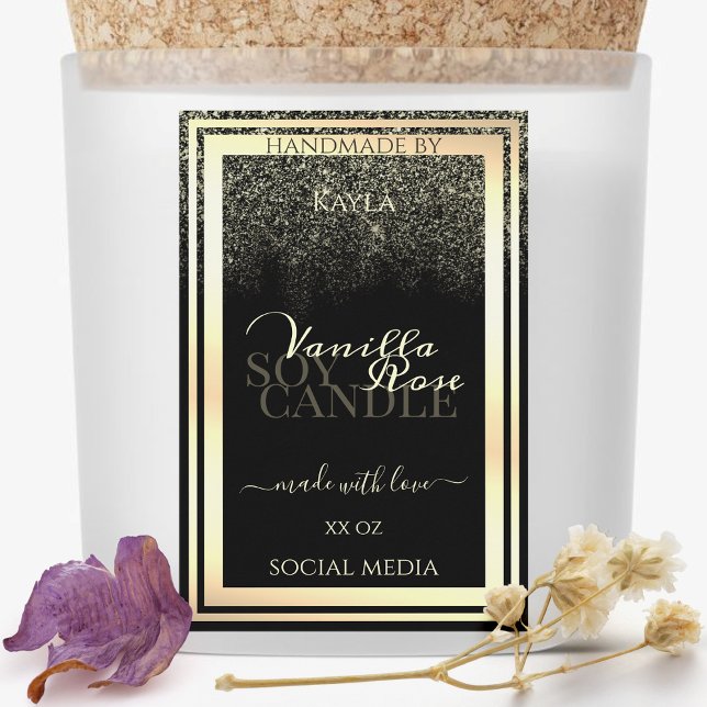 Luxury Black Product Packaging Labels Gold Frame (Creator Uploaded)