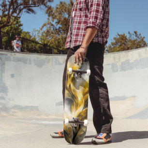 Luxury Black Quartz Gold Crystals Geometric Skateboard
