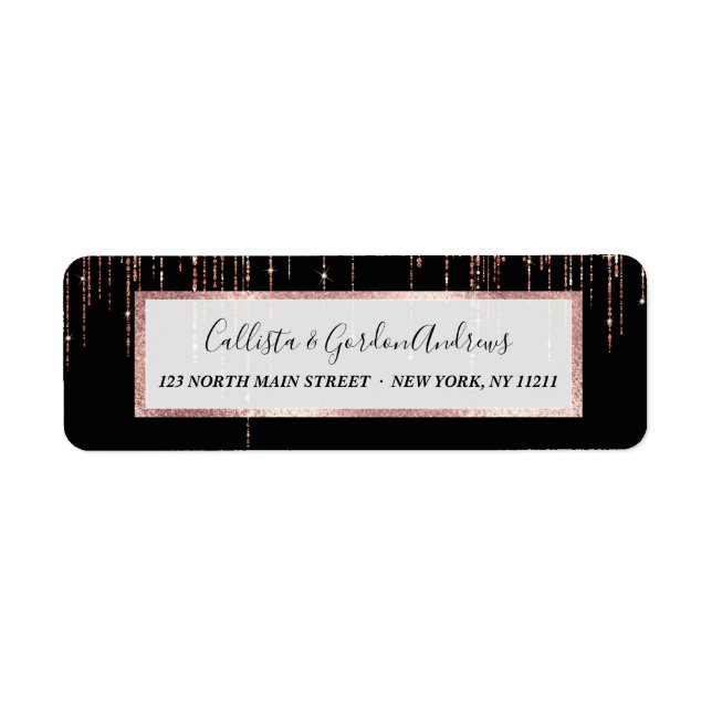 Luxury Black Rose Gold Sparkly Glitter Fringe (Front)