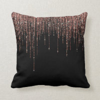 Luxury Black Rose Gold Sparkly Glitter Fringe