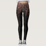 Luxury Black Rose Gold Sparkly Glitter Fringe Leggings<br><div class="desc">This glamorous and luxury print is the perfect design for the stylish and trendy woman. It features a faux sparkly rose gold glitter fringe curtain with faux glitter typography on top of a simple black background. It's an elegant, chic, trendy, and modern bling design with a Hollywood vibe! ***IMPORTANT DESIGN...</div>