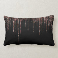 Luxury Black Rose Gold Sparkly Glitter Fringe