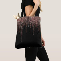 Luxury Black Rose Gold Sparkly Glitter Fringe