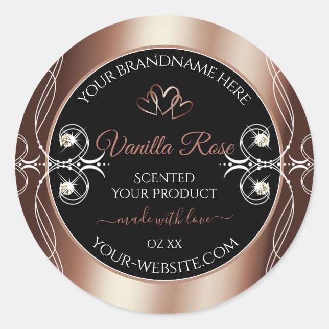 Luxury Black Rosegold Shimmery Decor Product Label (Front)