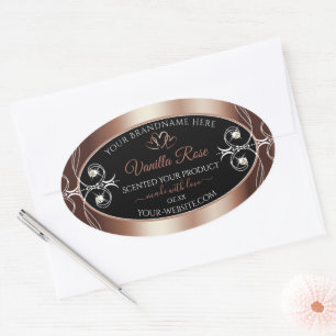 Luxury Black Rosegold Shimmery Decor Product Label