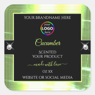 Luxury Black Shiny Light Green Logo Product Label