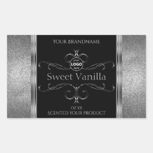 Luxury Black Silver Ornate Product Labels Add Logo