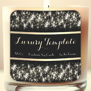 Luxury Black Sparkling Product Labels Gold Frame
