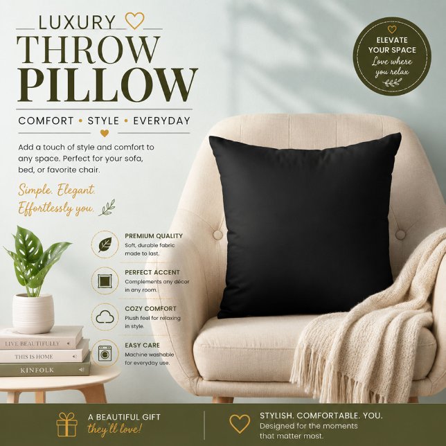 Luxury Black Throw Pillow Decor (Creator Uploaded)
