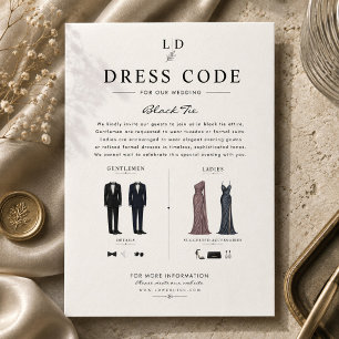 Luxury Black Tie Wedding Dress Code Guide  Enclosure Card