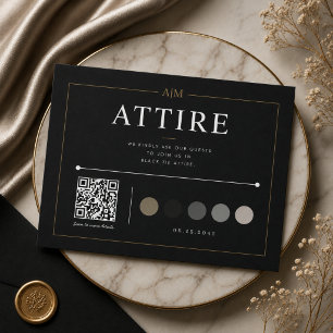 Luxury Black Wedding Attire QR Details Enclosure Card